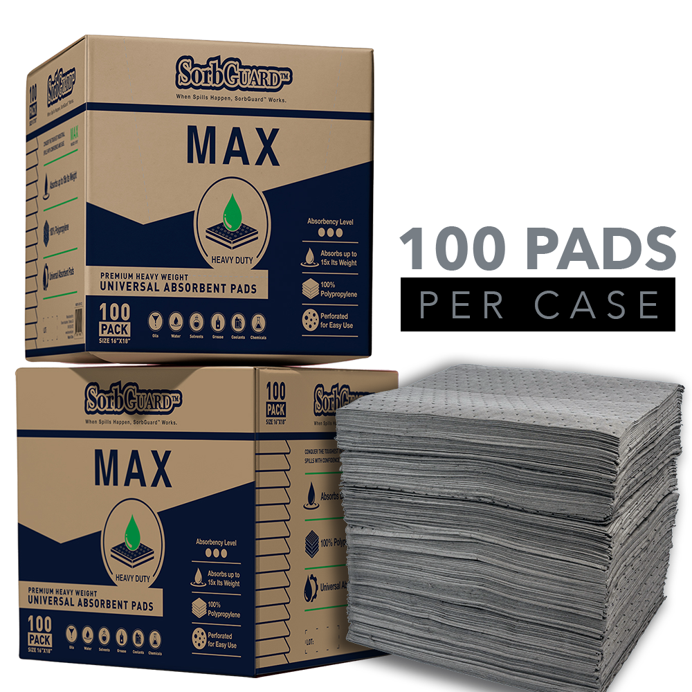 SorbGuard Max universal absorbent pads carton, 200 count (part RSM1102)